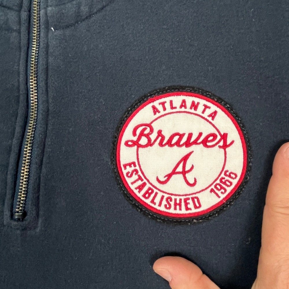 Atlanta Braves 47 Pullover Mens XL Blue Gray Colorblock Long Sleeve 1/4 Zip MLB - Picture 6 of 14